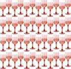 Plastic Wine Glasses，Plastic Goblets Vintage Style Cordial Drinking Glasses for Wedding Reception, Grand Event Party Supplies (48, Rose Gold)