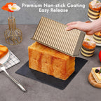 Beasea Pullman Loaf Pan 2 Pack, 1 lb Non-Stick Bread Pan with Lid Carbon Steel Gold Toast Box Mold With Cover For Bakeware Bread, Baking Tools for Oven Baking