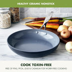 GreenPan 11" Valencia Pro Ceramic Nonstick Frying Pan Skillet, Hard Anodized PFAS-Free Cookware, Induction Ready, Compatible on All Cooktops, Dishwasher & Oven Safe, Stainless Steel Handle, Gray