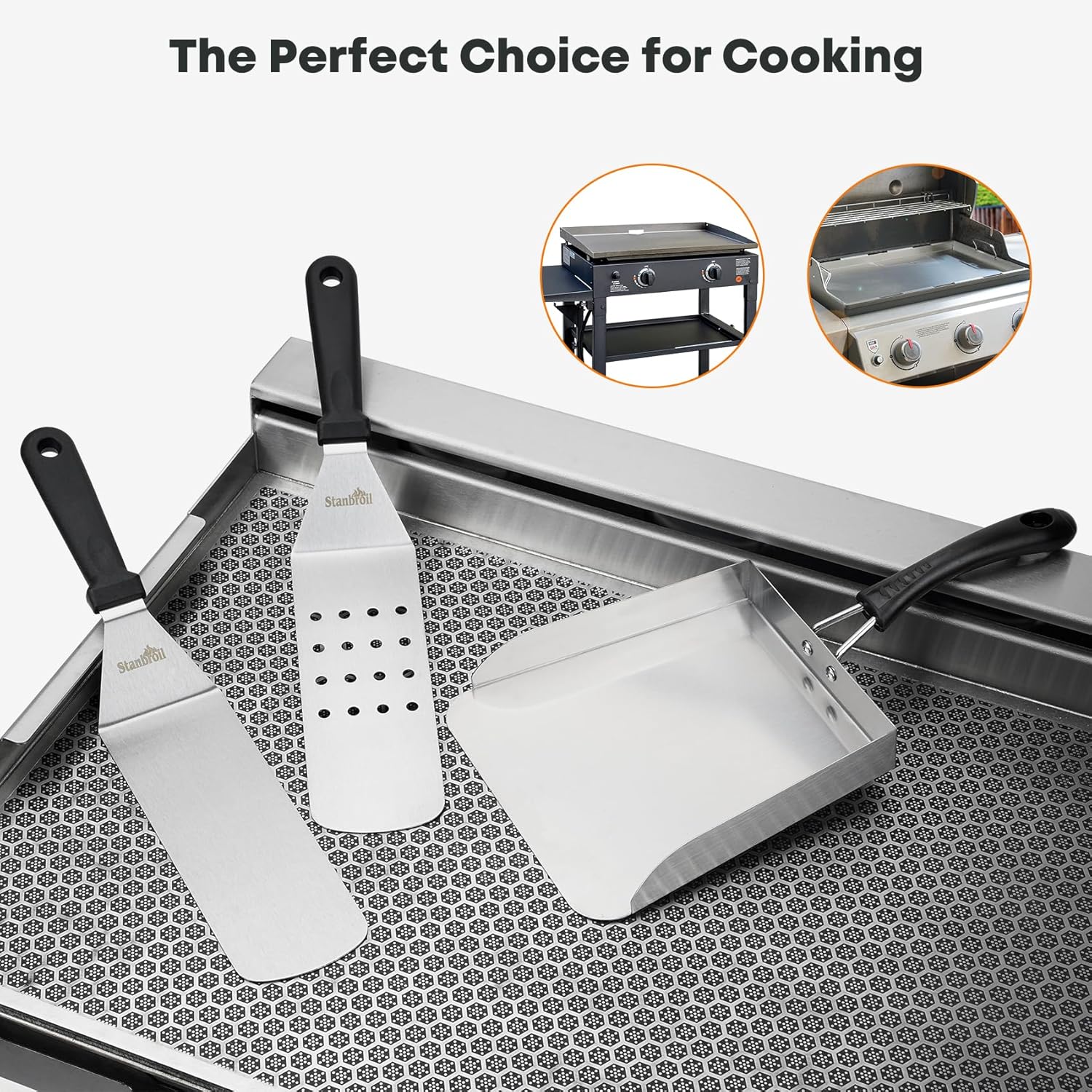Stanbroil Griddle Spatula Set - Stainless Steel, 3 PCS Flat Top Grill Accessories for Blackstone Griddle