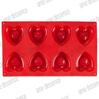 AME D'ESSENCE Rounded Heart Shaped Silicone Baking Mold - Non-Stick, Flexible, 8-Cup Capacity (2.4 oz), Reusable and Food-Grade - Perfect for Heart-Shaped Cakes, Brownies, and More!