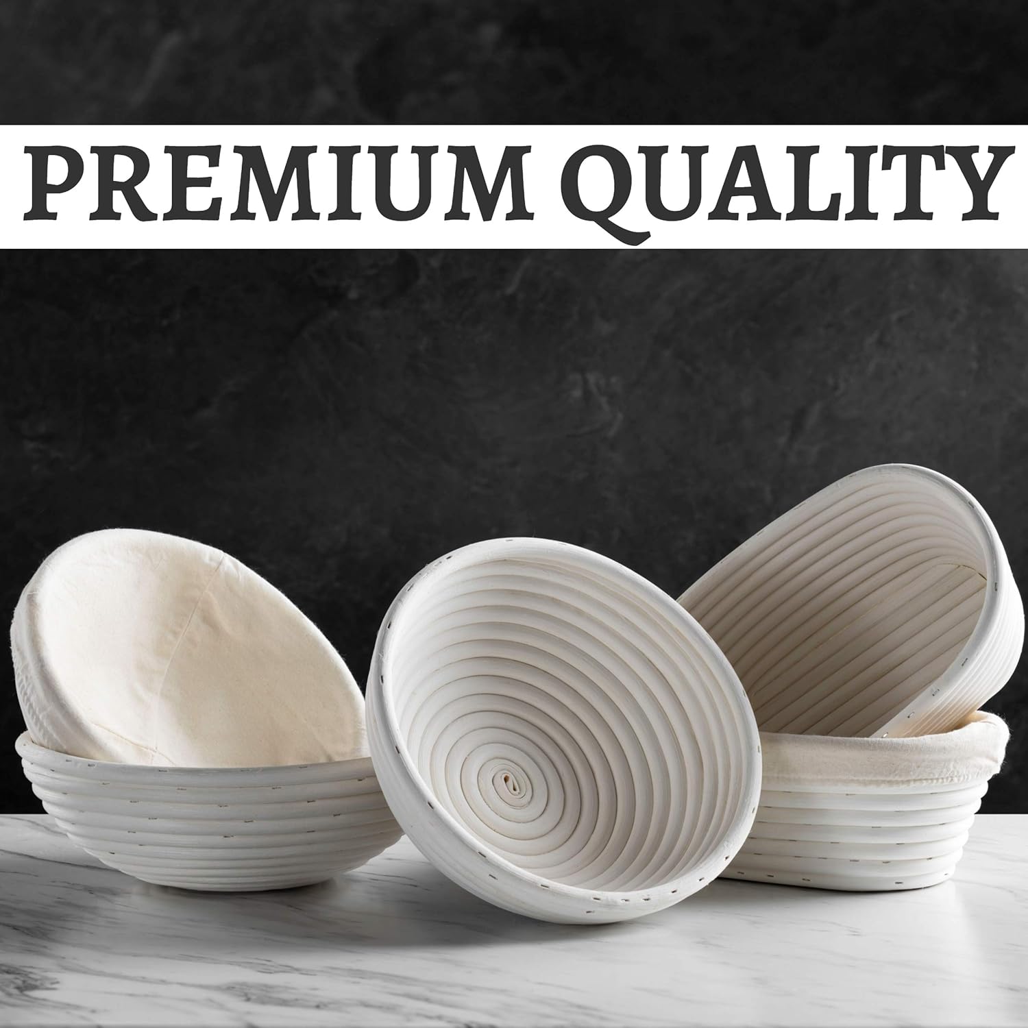 Bread Banneton Proofing Basket [Set of 2] Oval 10x6 Inch Sourdough Rising Baskets with Liner