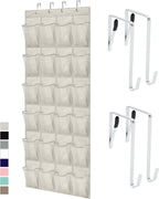 GORILLA GRIP Over the Door Shoe Organizer, 24 Large Breathable Mesh Pockets, Space Saving Hanging Storage Holder, Closet Rack Hanger Holds Up to 40 lbs, Hangs on Closets for Shoes, Accessories, Linen