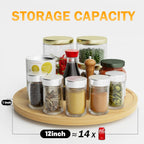 Lazy Susan Organizer Homerays 12 Inch Non-Skid Bamboo Lazy Susan for Kitchen Rotating Spice Rack for Kitchen Cabinet, Wood Turntable for Kitchen Countertop Organizer