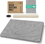 Stone Drying Mat For Kitchen Counter Superb Absorbent Diatomaceous Earth Mats with Non-Slip Feet Quick Dry Stone Dish Drying Pad Dish Pad Multi-Purpose(Flow Line-MediumGray, 15.7" x 11.8")