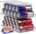 Sorbus Skinny Soda Can Organizer for Refrigerator - Stackable Slim Can Holder Dispenser with Lid for Fridge, Pantry, Freezer - BPA-Free, Clear Design, Drink Organizer for Fridge (2-Pack)