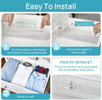 Vtopmart 4 Pack Drawer Dividers for Clothes, 4" High 10.2"-16.6" Adjustable Expandable Dresser Drawer Organizer, Clear Plastic Separators for Dresser, Baby Clothing, Underwear, Cosmetic, Toiletries