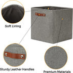 DULLEMELO Cube Storage Boxes,13 inch Fabric Baskets Closet Storage Bins for Home Organization and Storage,Stackale Gift Baskets Empty for Nursery Clothes Toys Kids Storage(Grey)