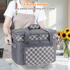 Double Layer Slow Cooker Carrier Bag – Fits 6–8 Qt Oval Slow Cooker Compatible with CrockPot & Hamilton Beach | Insulated Travel Tote with Utensil Storage & Adjustable Straps