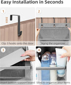 STORAGE MANIAC Over the Door Organizer Large Capacity Hanging Organizer, Clear Deep Pockets Behind Door Closet Organizer and Storage for Nursery, Bathroom, Bedroom, Pantry, 1 Pack Grey
