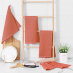 Homaxy 100% Cotton Waffle Weave Kitchen Dish Towels, Ultra Soft Absorbent Quick Drying Cleaning Towel, 13 x 28 Inches, 6-Pack, Coral