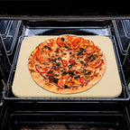 Pizza Grilling Tool Kit - Including 15 x 12 inch Pizza Stone with Metal Handle Rack, Rocker Pizza Cutter Blade with Wooden Safer Grip & Protective Cover – Premium Pizza Oven Grill Accessories