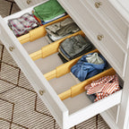 BAMEOS 4" High Drawer Dividers Bamboo Separators Organization Expandable Organizers for Kitchen Bedroom Bathroom Dresser Office 4-pack