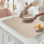 Dish Drying Mat, Highly Absorbent Microfiber Kitchen Counter Mat Value Pack, Dish Drying Pad for Dishes, Utensils, Pots and Pans, Large 16" x 18", Khaki