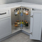 Dowell 24" Kidney Lazy Susan, 2 Shelves, Kitchen Base Corner Cabinet Organizer (Chrome 4001 270 24)
