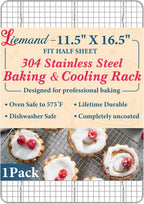 Cooling Racks for Cooking and Baking-11.5"x16.5" Oven Safe Premium Stainless Steel Heavy Duty Baking Rack Tight-Wire, Fits Half Sheet Pan for Roasting & Grilling & Cooking-1 Pack