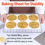 Jumbo Muffin Top Pan, 4 Inch Extra Large Egg Baking Pan for Oven Silicone Molds for Breakfast Sandwiches, English muffins, Whoopie Pies, Corn Bread, Egg bites, 3 Pack Confetti