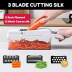 Vegetable Chopper,25 in 1 Multifunctional Food Chopper with Container,Kitchen Vegetable Slicer Dicer Cutter,Veggie Chopper Fruit Salad Potato,13 Blade Stainles Steel Blades（White）