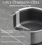KOCH SYSTEME CS Hybrid Nonstick Stainless Steel Saucepan Set, 6-Piece Triply Stainless Steel Saucepan Set with Hybrid Honeycomb Interior, 1QT & 2QT & 3QT Sauce Pans, Induction Ready, Steel Pot Set