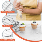 2 Pack Small Baking Cooling Racks, Homikit 9.7 * 7.5 Inch Stainless Steel Wire Rack for Cooking Roasting Grilling, Fit for Toaster Oven Pan, Non-toxic & Heavy-Duty