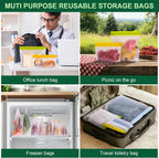SPLF 10 Pack Stand-Up Reusable Snack Bags Dishwasher Safe, BPA Free Food Storage Bags, Extra Thick Leakproof Freezer Bags Silicone Snack Pouch For Candy, Fruits, Cereal, Home Organization