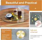24" Tempered Glass Lazy Susan Turntable, 360° Silent-Spin Round Clear Tabletop Rotating Tray, Centerpiece for Dining Tables, Smooth Rotation, for Banquets, Weddings & Family Gatherings