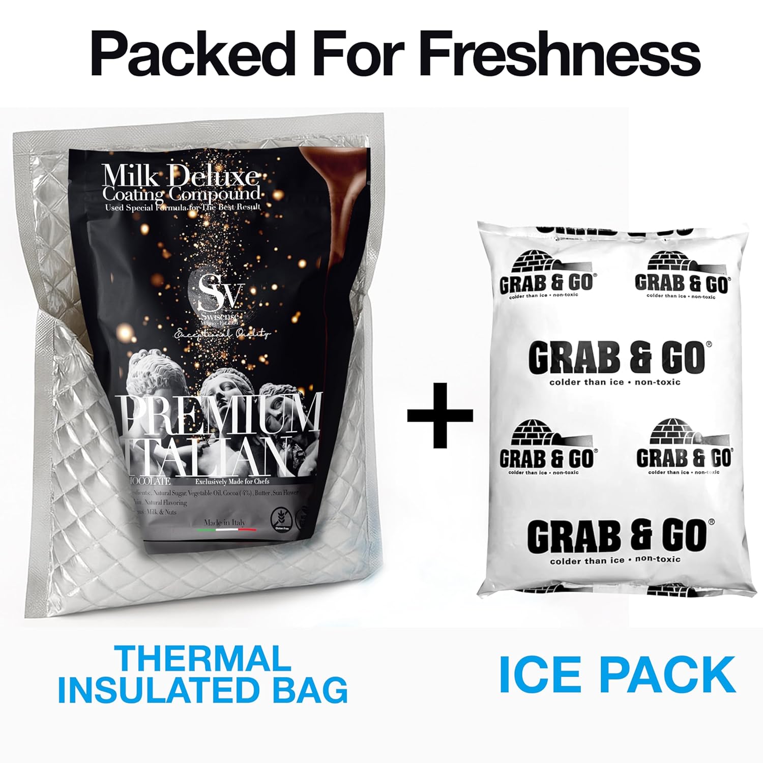 Premium Italian Melting Chocolate Candy Melts 5 Lbs | Only 5 Natural Ingredients | GMO and Gluten Free | Milk DeLuxe Compound Choco | Milk Chocolate Wafers | Resealable Pack | Perfect for Chocolate Fountain Fondue Baking Dipping
