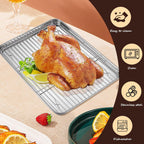 Baking Sheet with Racks Set [2 Sheets + 2 Racks], Stainless Steel Baking Sheets with Cooling Racks, Nonstick Pan, Warp Proof & Rust Proof & Easy to Clean, Size 9.3 X 7 X 1 Inch