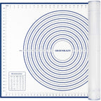 Silicone Pastry Mat Extra Thick Large Non Stick Baking Supplies Kitchen Counter Cooking Rolling Dough Sheet Pie Crust Sourdough Bread Oven Liner with Measurement (XXL-24''(W)*32''(L), 2#Blue)