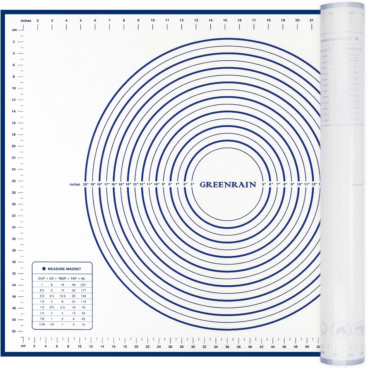 Silicone Pastry Mat Extra Thick Large Non Stick Baking Supplies Kitchen Counter Cooking Rolling Dough Sheet Pie Crust Sourdough Bread Oven Liner with Measurement (XXL-24''(W)*32''(L), 2#Blue)