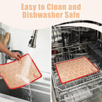 Folksy Super Kitchen Silicone Macaron Baking Mat - Set of 3 (2 Half Sheet and 1 Quarter Sheet), Non Stick Silicon Oven Liner For Macaroons and Cookies (16.5x11.6, Red)
