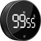 BlueSnail Kitchen Timer with LED Digital Display Smart Efficana for Home Classroom Gym Office, Volume and Brightness Adjustable Productivity Timer (All Black)
