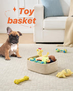 Small Woven Basket, 12 x 8 x 4.5 Inches, Storage Basket for Organizing, Cute Small Rope Shelf Closet Cube Storage Bins Baskets for Shelves, Dog Toy Gift Baskets Empty, 3 Pack Brown