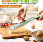 Spring Chef Premium Lemon Zester Grater with Handle - Fruit, Garlic, Lime, Orange, Nutmeg, Garlic Grater - Heavy Duty Kitchen Tool - Stainless Steel Citrus Zester with Blade Cover - Fine Shred, Mint