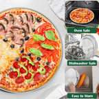P&P CHEF 12 + 13.5 + 13.5 Inch Pizza Pan, 3 Pieces Stainless Steel Round Pizza Tray Dish Plate For Oven Baking Roasting, Healthy & Heavy Duty, Rust Free & Dishwasher Safe -Silver