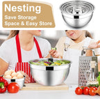 E-far Mixing Bowls with Lids, 12-Piece Stainless Steel Salad Bowls Metal Nesting Bowls for Baking Cooking and Prepping, Airtight Lids & Stackable Design, Size 7, 4.5, 3, 1.5, 1.2, 0.7 QT (Khaki)