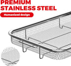 Air Fryer Basket for Oven, Air Fryer Basket and Stainless Steel Baking Tray Pant Oven Air Fryer Pan Rack for Cooking Baking Dishwasher and Broiling (13.1" * 8.8" & 12.8" * 9.6")