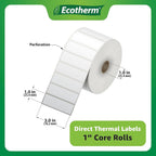 3" x 1" Thermal Labels | 6 Rolls | 15000 Labels | fits Zebra, Munbyn, Rollo, Godex, Arkscan, iDPRT, Offnova Thermal Label Printers and More | Blank White Adhesive Stickers by Ecotherm