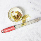 Premium Classic Series Zester - Lipstick Pink | Lemon Zester tool, Hard Cheese & Vegetable Grater | For Citrus, Parmesan Cheese, Garlic, Ginger, Nutmeg | Fine Stainless Steel Blade, Made in USA
