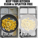 Splatter Screen for Frying Pan, Grease Splatter Guard, Stainless Steel Splatter Guards for Frying with Long Handle, Kitchen Oil Splash Guard Cooking Shield, Fine Mesh Strainer (Black, 13 inch)