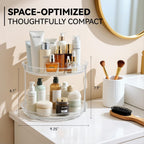 2 Tier Lazy Susan Turntable Organizer for Cabinet, 9.25'' Rotating Spice Rack Organization for Kitchen, Pantry, Bathroom, Vanity, Countertop, Medicine Storage, Seasoning Spice Organizer, 2 Pack