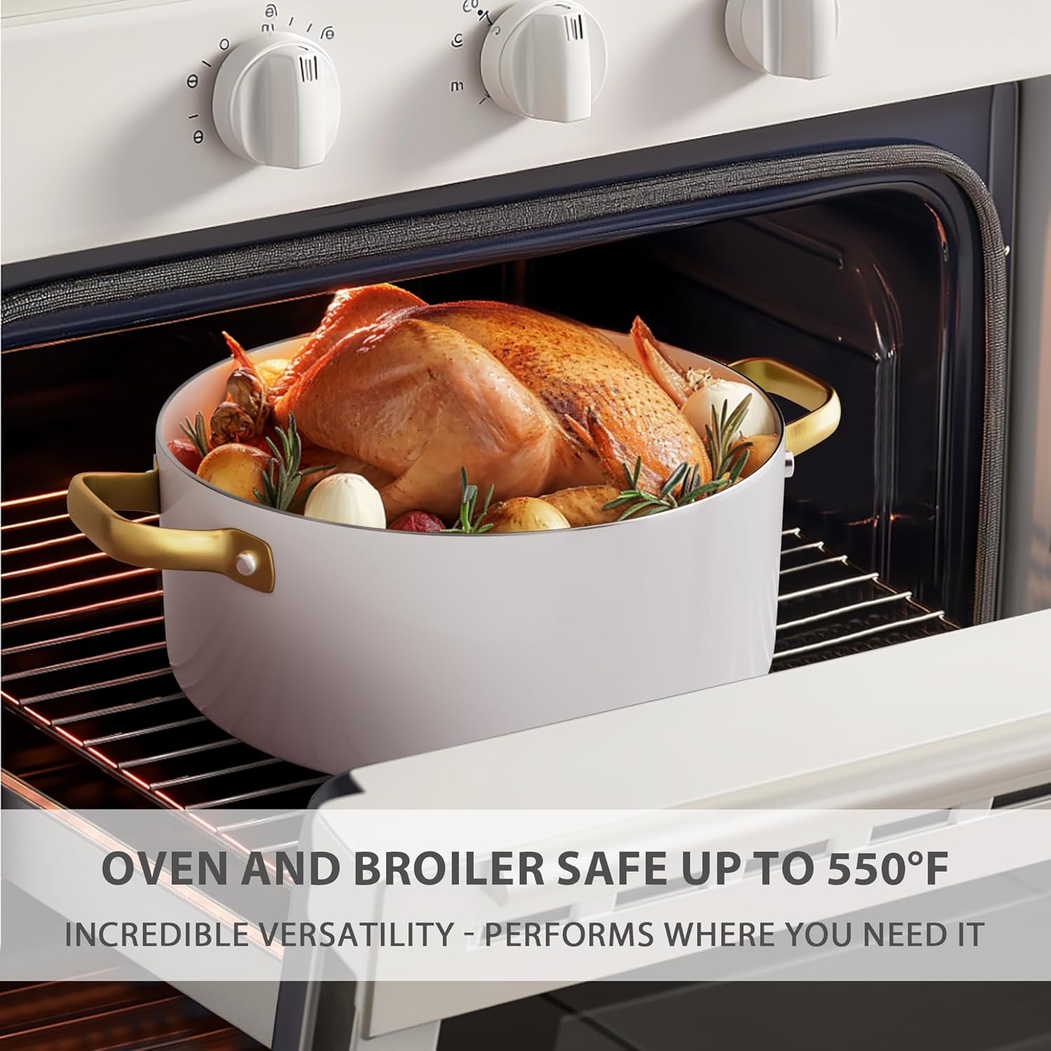 Ceramic Cookware Set, VONIKI 16 Pcs Pots and Pans Set Non Stick, Kitchen Cookware Sets with Cooking Utensils Set, Non Toxic Cookware Set White Gold Pan Set for Cooking Pot Oven & Dishwasher Safe, Gift