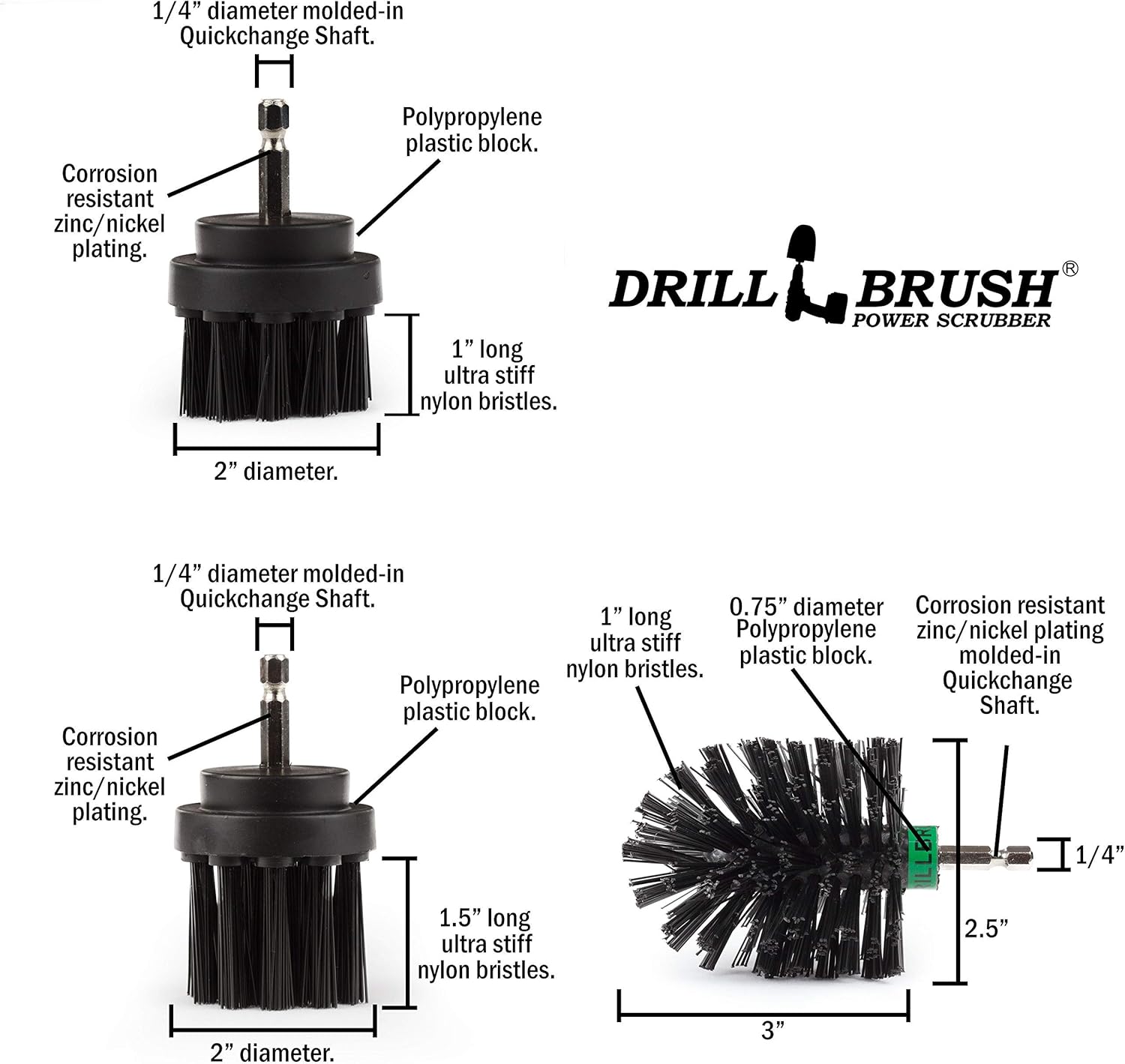 The Ultimate No-Wire Grill Brush Kit - BBQ Accessories - Drill Brush - Rust Remover - Cast Iron Skillet - Grill Cleaner - BBQ Brush - Grill Accessories - Grill Scraper - Electric Smoker - Gas Grill