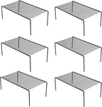 iPEGTOP Set of 6 Large (15.7 x 9.4 Inch) Kitchen Cupboard Organiser, Freezer Cabinet Storage Metal Shelf Wire Rack, Rustproof Steel Shelves for Fridge Pantries Countertops Utensils, Black