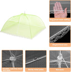 uxcell 3 Pcs Large and Tall Food Covers 17" Mesh Food Covers for Outdoors Collapsible Food Protector Covers Tent for Parties Outdoor Picnics BBQs, Green