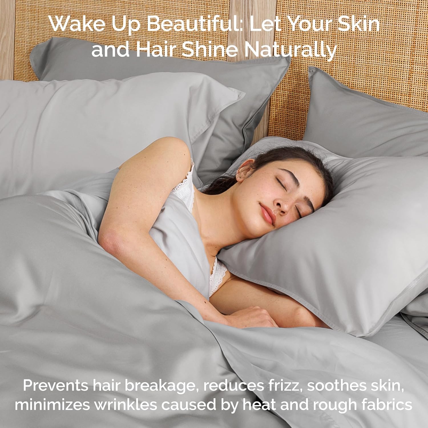 100% Viscose from Bamboo Sheets California King Size, Super Soft Bedding Set, 4PC Cooling Sheets for Hot Sleepers, Vegan Silk Moisture Wicking, Organically Grown Bedsheet, Gray Mist - 72" x 84"