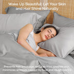 100% Viscose from Bamboo Sheets Queen Size, Super Soft Bedding Set, 4PC Cooling Sheets for Hot Sleepers, Vegan Silk Moisture Wicking, Organically Grown Bedsheet, Gray Mist - 60" x 80"