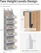 STORAGE MANIAC Over the Door Organizer Large Capacity Hanging Organizer, Clear Deep Pockets Behind Door Closet Organizer and Storage for Nursery, Bathroom, Bedroom, Pantry, 1 Pack Grey