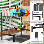 SNSLXH 2-Tier Over The Sink Dish Drying Rack, Kitchen Large Dish Drying Rack Over The Sink, Suitable for Most Sinks, Effective Dish Drying, Kitchen Drying Rack（24.8"-35.4"）