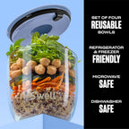 S'well 16oz Glass Prep Bowl Set of 4 For Easy Meal Prep, Coastal Blues, Made From Durable Tempered Glass